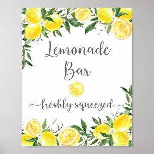 Affiche Lemonade Bar Greenery Gold Bridal Shower Sign