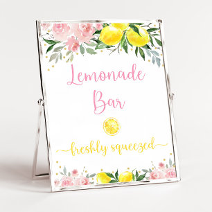 Affiche Lemonade Bar Pink Gold Floral Anniversaire