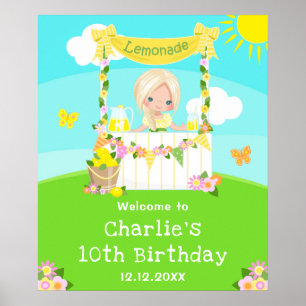 Affiche Lemonade Blonde Coiffeuse Fille Anniversaire Bienv