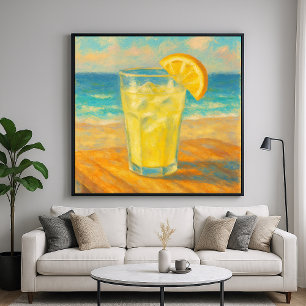 Affiche Lémonade de plage - Peinture Pastel Style Vie mort