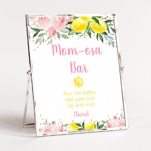 Affiche Lemonade Pink Gold Floral Mimosa Bar Baby Shower