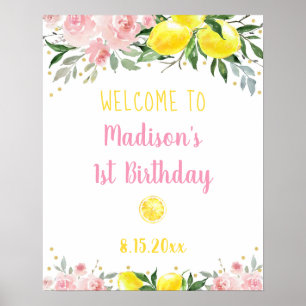 Affiche Lemonade Pink Or Floral Anniversaire Bienvenue