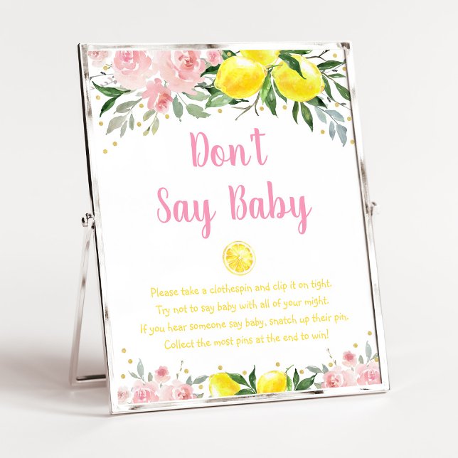 Affiche Lemonade rose floral Ne pas dire jeu de bébé (Créateur téléchargé)