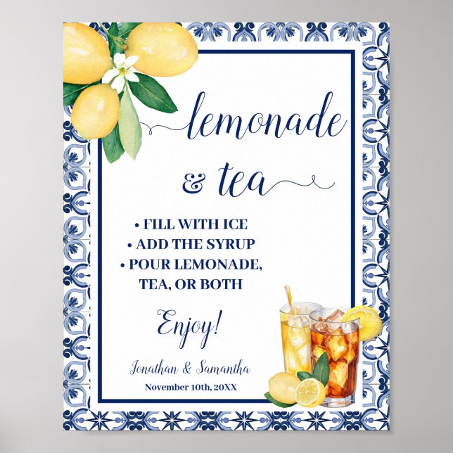 Affiche Lemonade & Tea Bar Sign Blue Mediterranean (Devant)