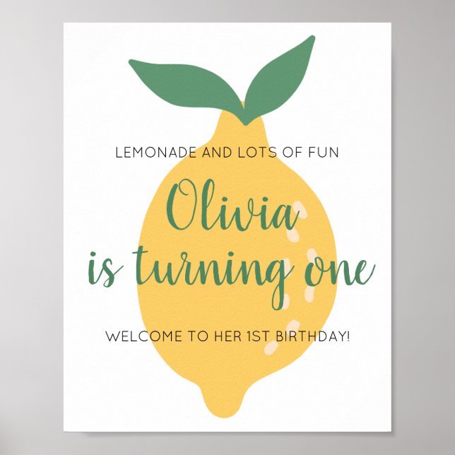 Affiche Lemonade Turner un citron Bienvenue 1er anniversai (Devant)