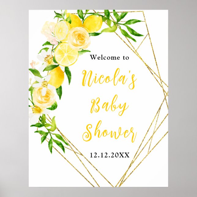 Affiche Lemons and Foliage Baby Shower Welcome (Devant)