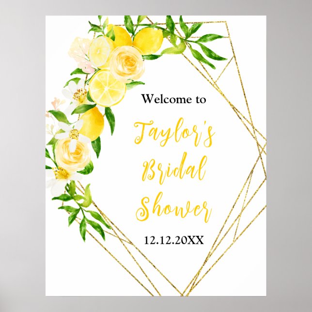 Affiche Lemons and Foliage Bridal Shower Welcome Sign (Devant)