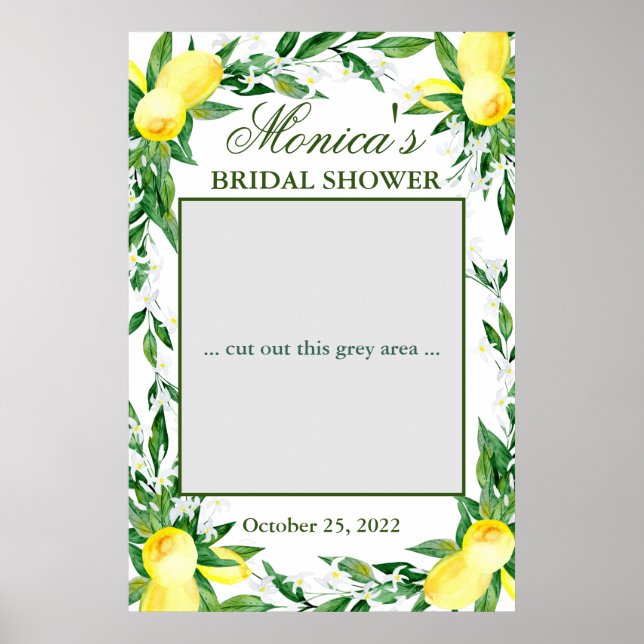 Affiche Lemons Greenery Blossom  Bridal Shower Photo Prop (Devant)