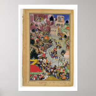 Affiche L'empereur Akbar (r.1556-1605) tire Saimal au S