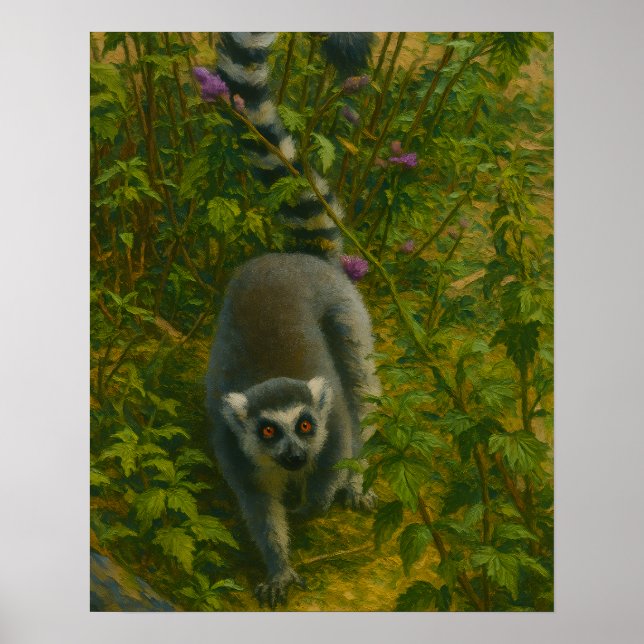 Affiche Lémur en fleur - Explorateur à anneaux (Devant)