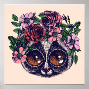 Affiche Lémur floral doux