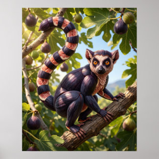 Affiche Lémurien à queue annelée à figue Mission noire