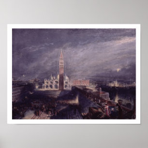Affiche L'endroit de St Mark, Venise (clair de lune)