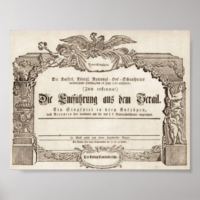 Affiche L'enlèvement de l'opéra Serail Amadeus Mozart (Devant)