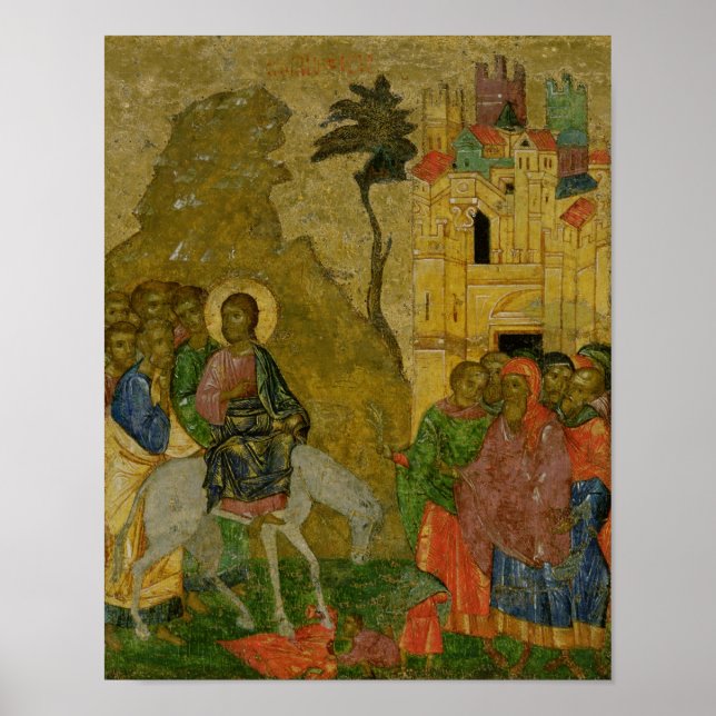 Affiche L'entrée à Jérusalem, icône russe (Devant)