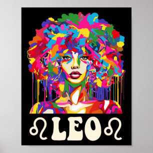 Affiche Leo Fille Noire Femme Afro-Américaine Art Annivers