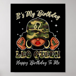 Affiche Leo Queen Black Woman avec Camo Casquette It '