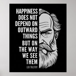 Affiche Leo Tolstoï Citation Inspirationnelle : Bonheur