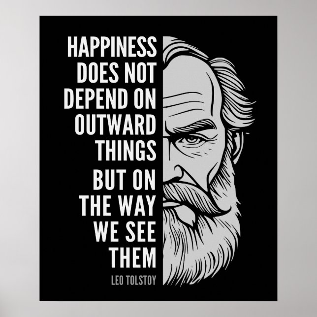 Affiche Leo Tolstoï Citation Inspirationnelle : Bonheur (Devant)