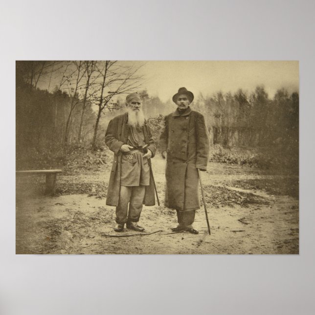Affiche Leo Tolstoï et l'auteur Maxim Gorky (Devant)