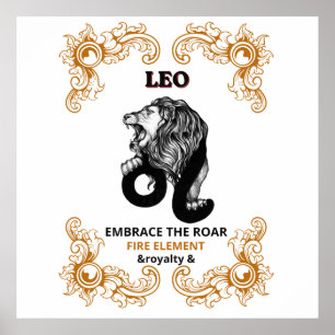 Affiche Léo Zodiaque Royal Embrasser le Rugissement de l