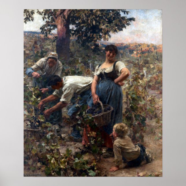 Affiche Léon Augustin Lhermitte La récolte de raisins (Devant)