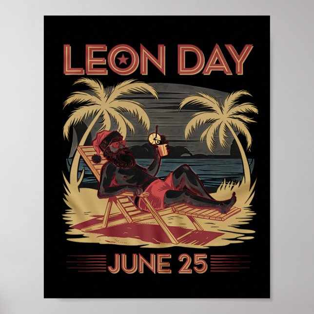 Affiche Leon Day 25 Juin Père Noël Beach 6 Mois À Noël (Devant)
