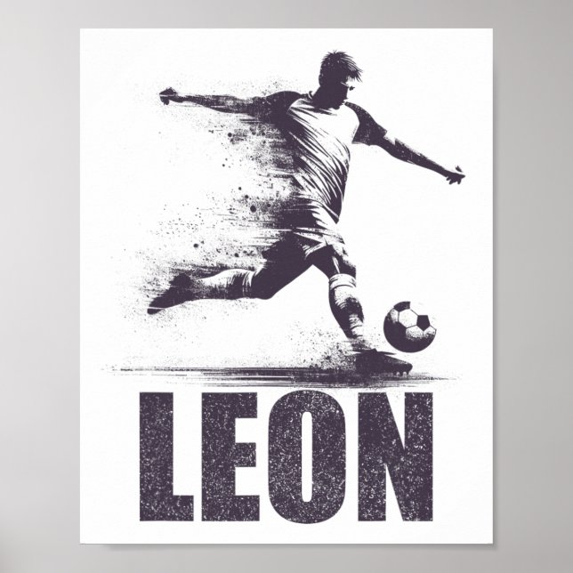 Affiche Leon Soccer Boys Personalized First Name Leon  (Devant)