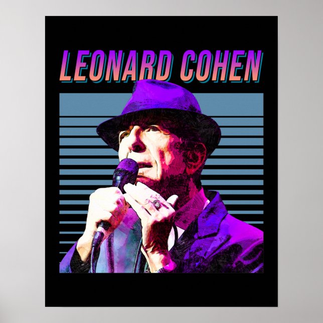 Affiche Leonard Cohen Faded 80s Design esthétique Vintage (Devant)