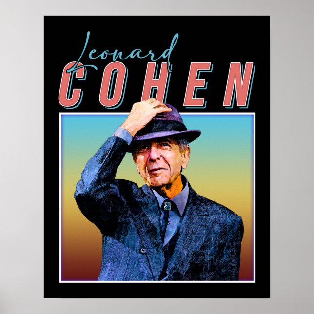 Affiche Leonard Cohen Retro Style musique cadeaux (Devant)