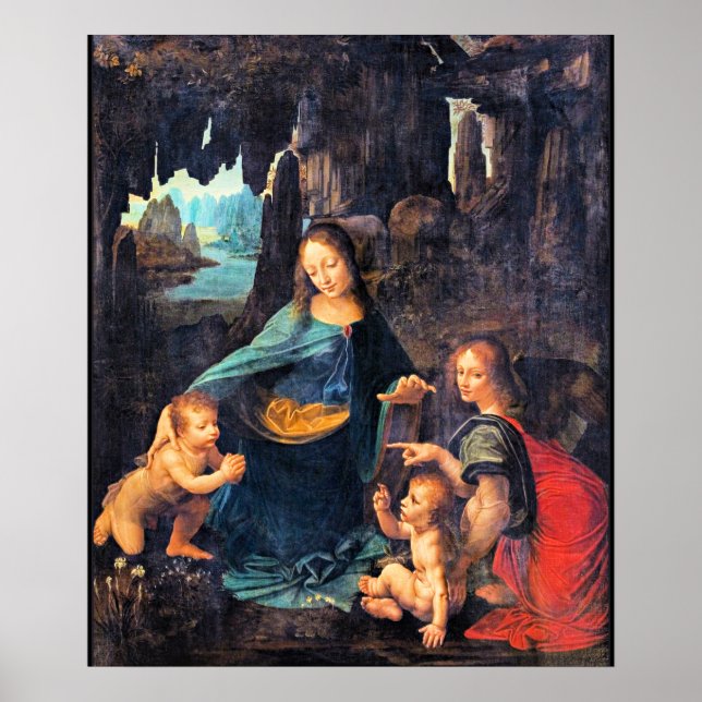 Affiche Léonard de Vinci - La Vierge des Rochers, (Devant)