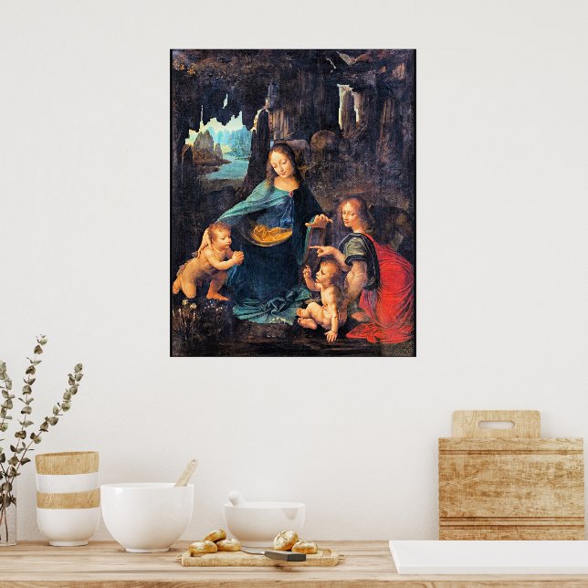 Affiche Léonard de Vinci - La Vierge des Rochers, (Cuisine)