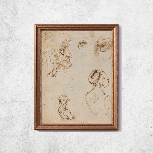Affiche Leonardo Da Vinci Croquis Art Célèbre (Leonardo Da Vinci Sketches Famous Art Poster
)