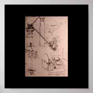 Affiche Leonardo da Vinci, dessins des machines