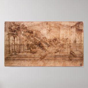 Affiche Leonardo da Vinci - Étude de perspective