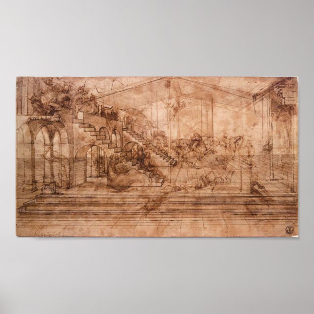 Affiche Leonardo da Vinci - Étude de perspective (Devant)