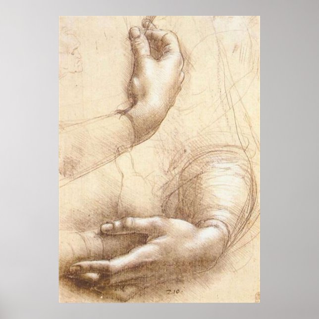 Affiche LEONARDO Leonardo da Vinci HANDS Study of hands (Devant)