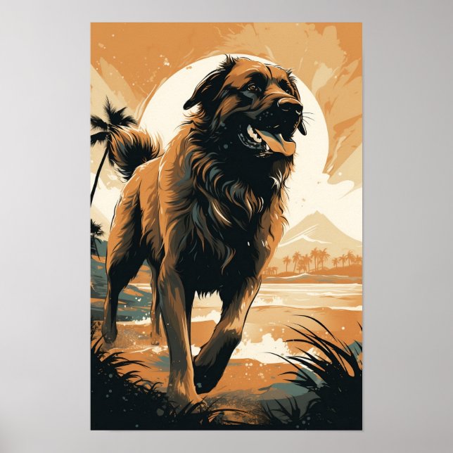 Affiche Leonberger à la plage (Devant)