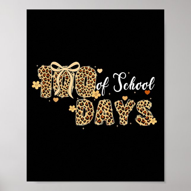 Affiche Léopard 100 Jours D'école Drôle Enfants Enseignant (Devant)