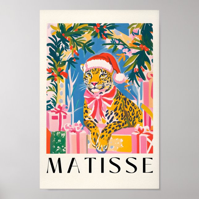 Affiche Leopard À Santa Hat, Mur De Noël Pour Vie (Devant)