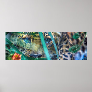 AFFICHE LEOPARD AUX YEUX VERTS FIXEUR