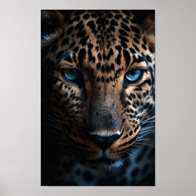 Affiche Leopard bleu (Devant)