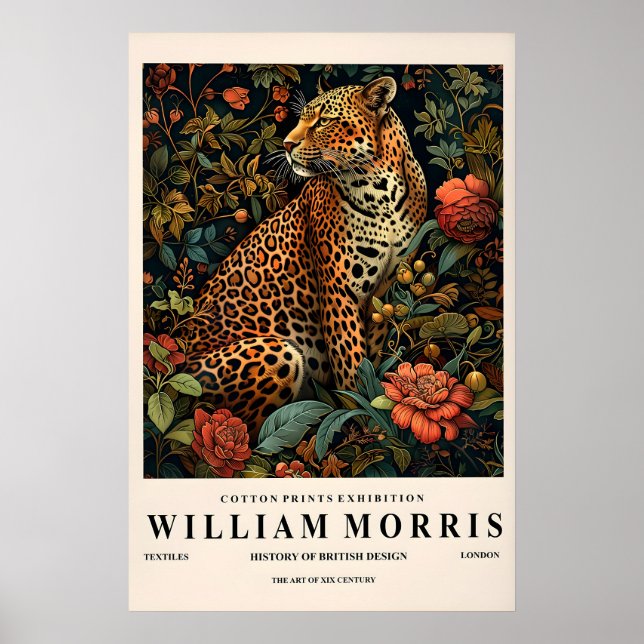 Affiche Leopard Botanical Art Print William Morris Style (Devant)