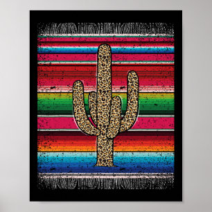 Affiche Leopard Cactus Mexicain Serape Cinco De Mayo Femme