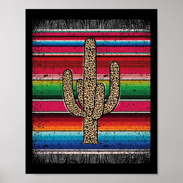 Affiche Leopard Cactus Mexicain Serape Cinco De Mayo Femme (Devant)