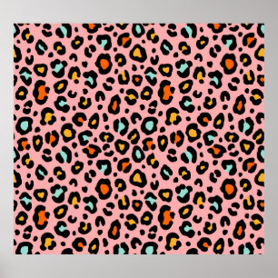 Affiche Leopard coloré : Motif Vintage de mode