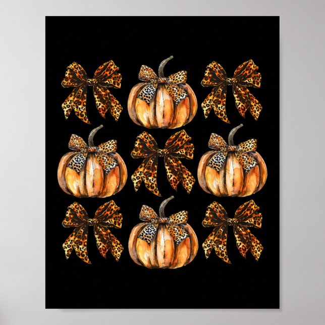 Affiche Leopard Coquette Bow Citrouille Thanksgiving Autom (Devant)