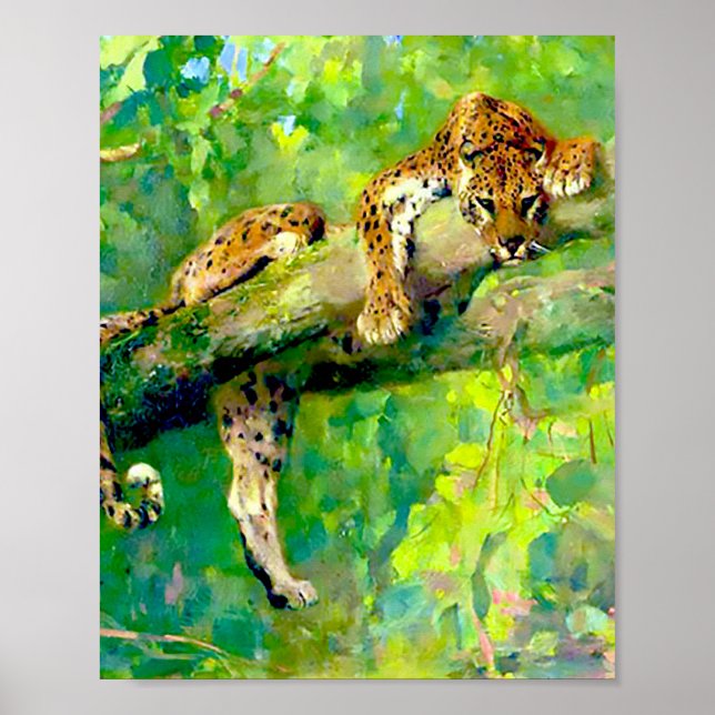 Affiche Leopard dans un arbre par Arthur Wardle (Devant)