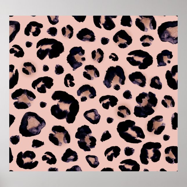 Affiche Léopard De Neige, Texture Dessinée À La Main. (Devant)