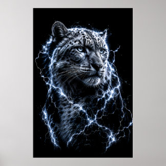 Affiche Léopard des neiges électrique | Portrait de grand 